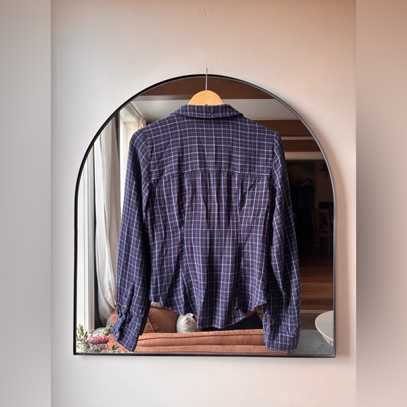 PILCRO | The Keaton ruched plaid long sleeve | size small - Picture 5 of 6